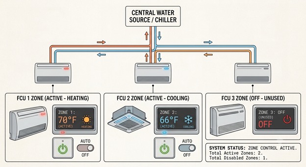 Central Water Source/ Chiller connected to FCU..